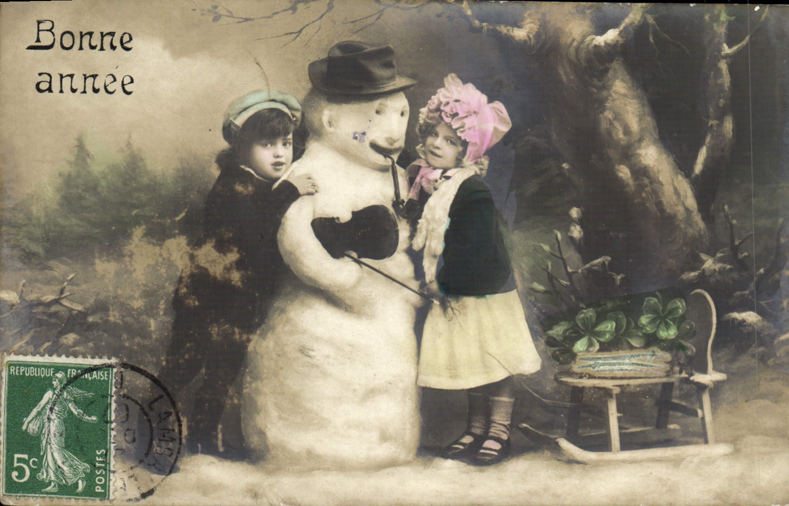 CPA Fantaisie Enfants Bonhomme de neige 