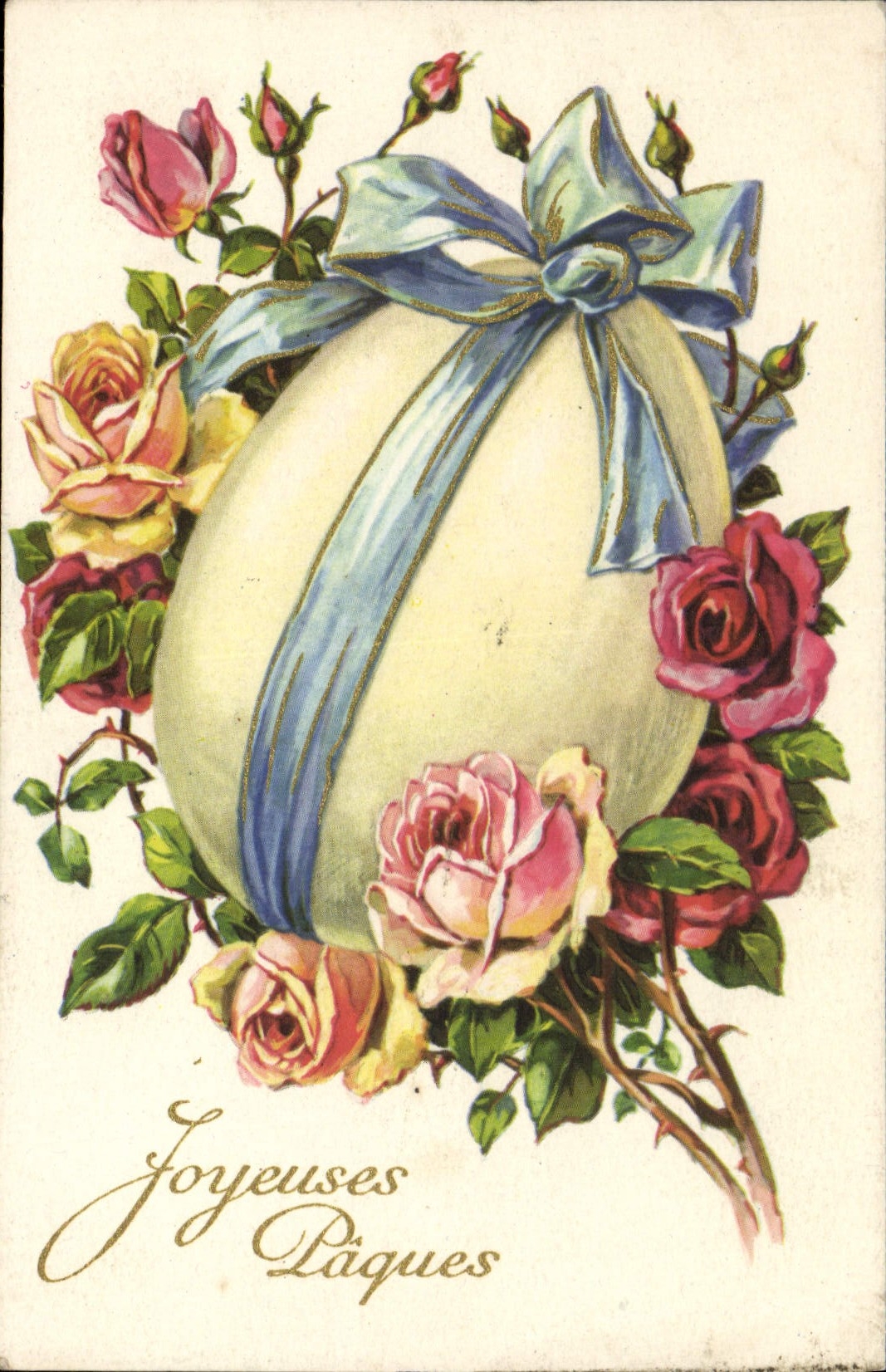 CPA Fantaisie Fleurs oeuf de Paques