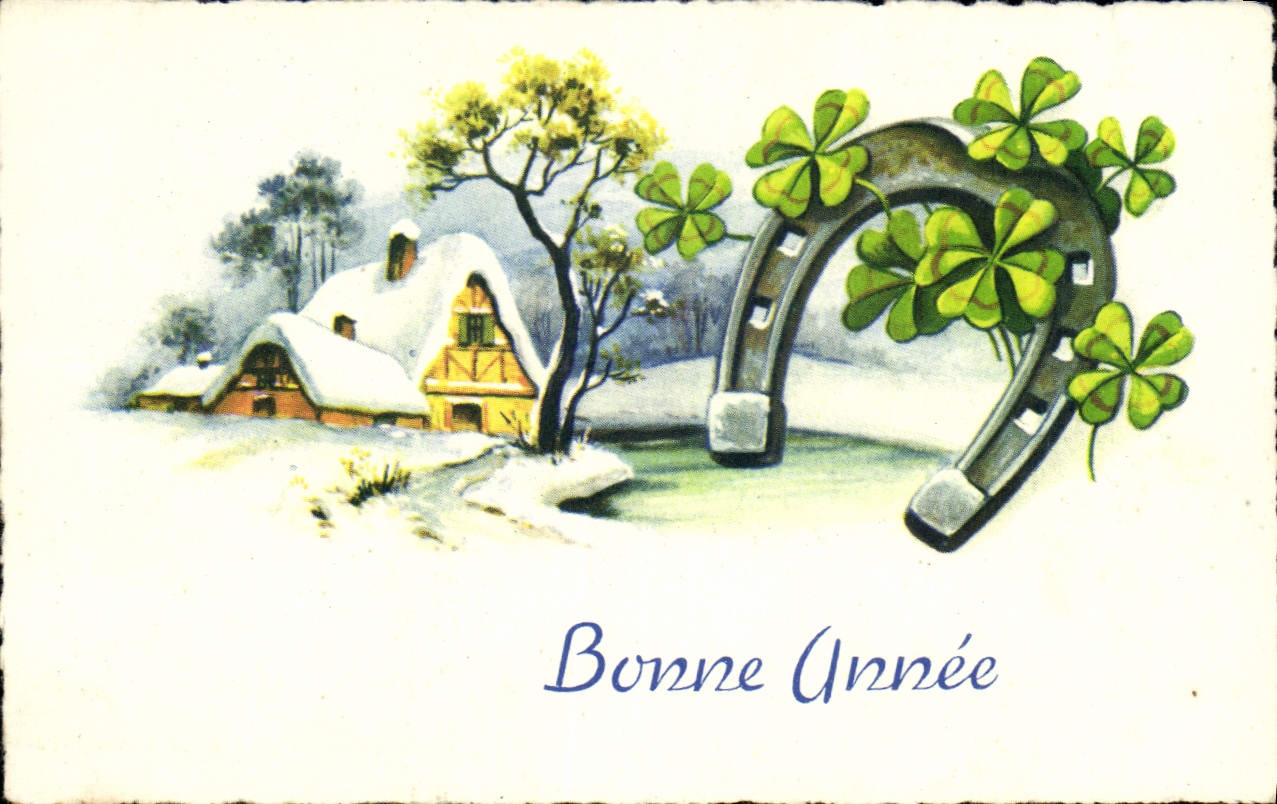 CPA Fantaisie Bonne annee Fer a cheval