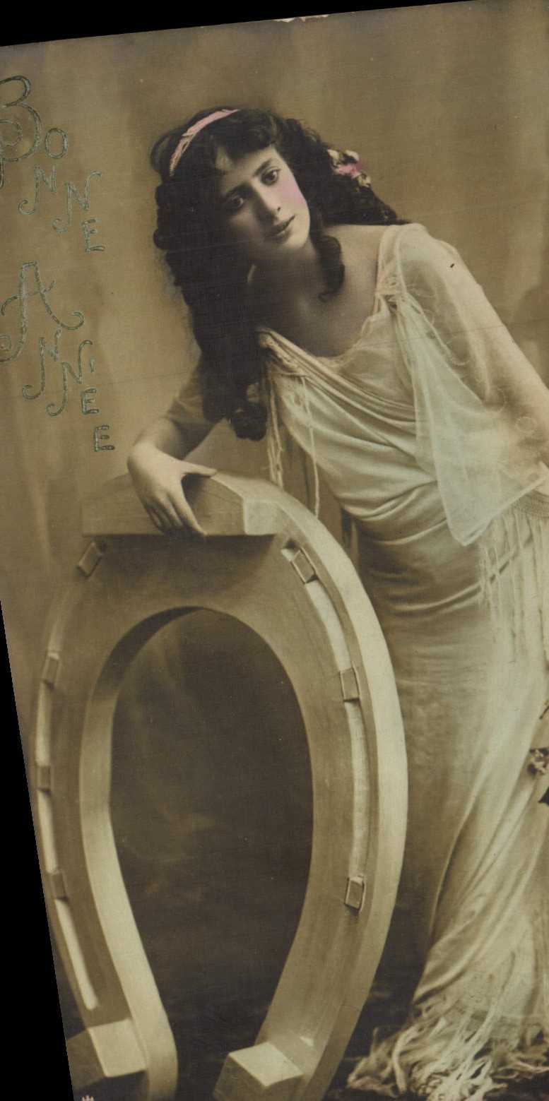 CPA Fantaisie Femme Fer a cheval