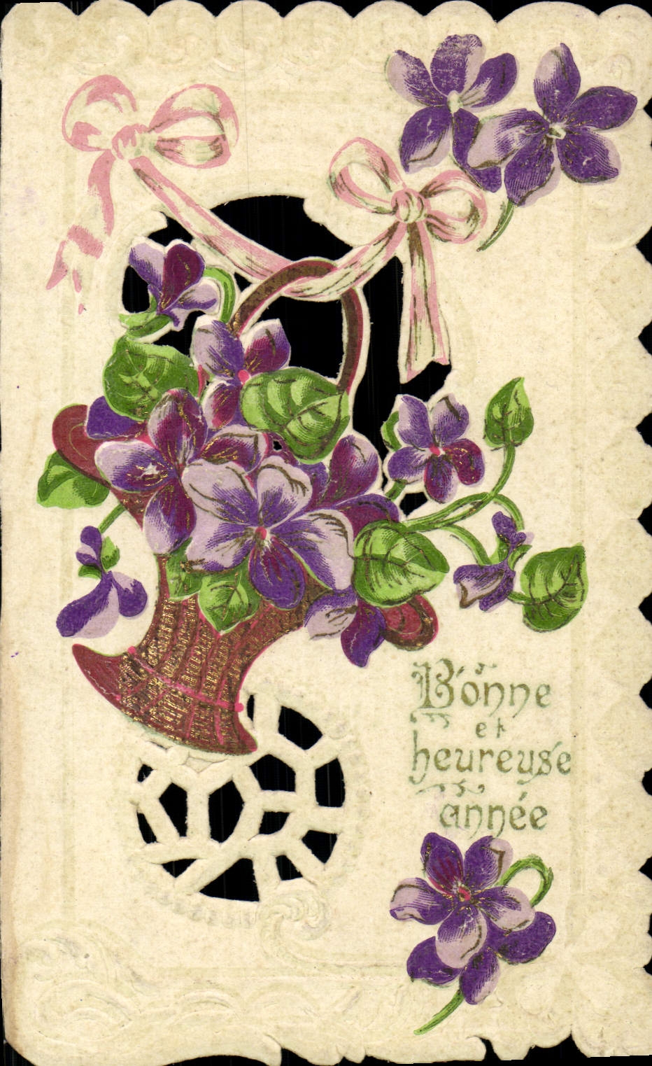 CPA Fantaisie Bonne et heureuse annee Fleurs