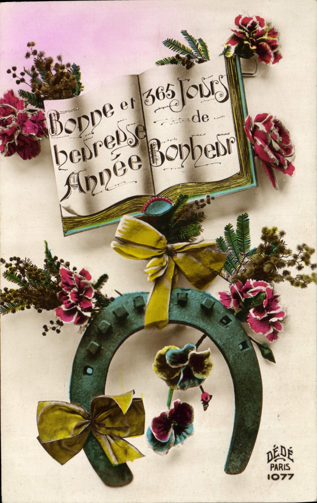 CPA Fantaisie Fer a cheval Bonne annee