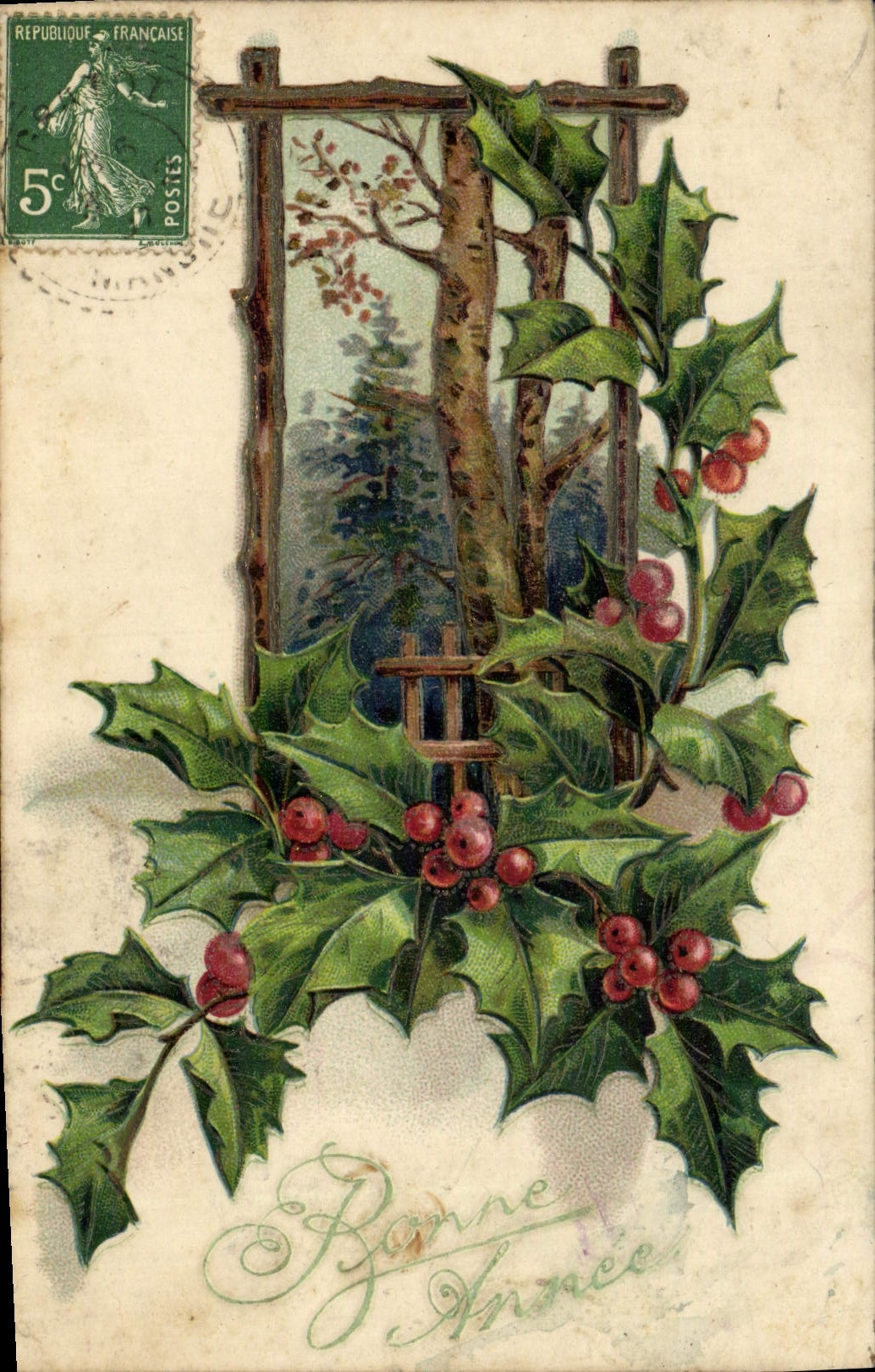 CPA Fantaisie Fleurs Houx