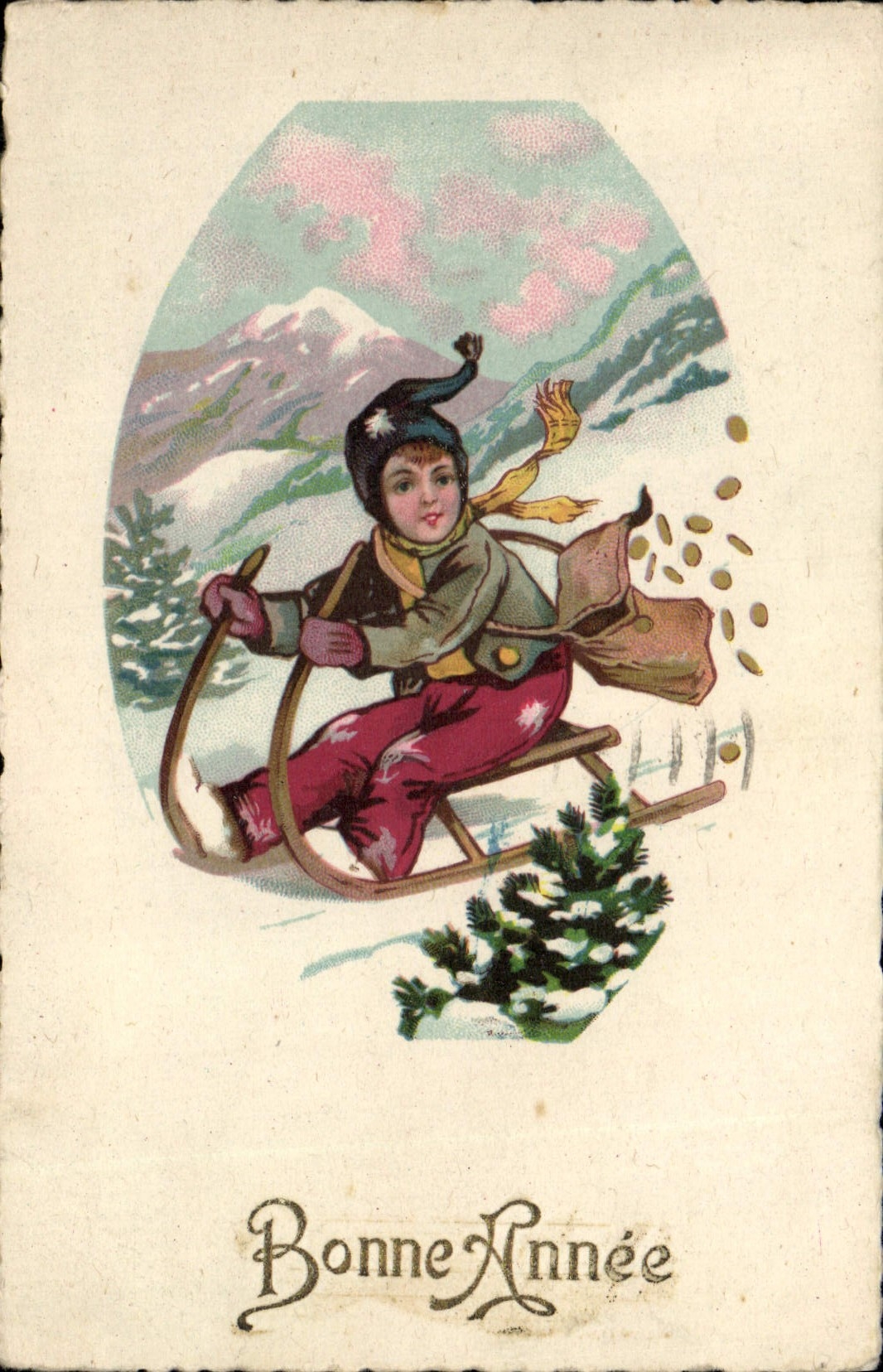 CPA Fantaisie Enfant Luge