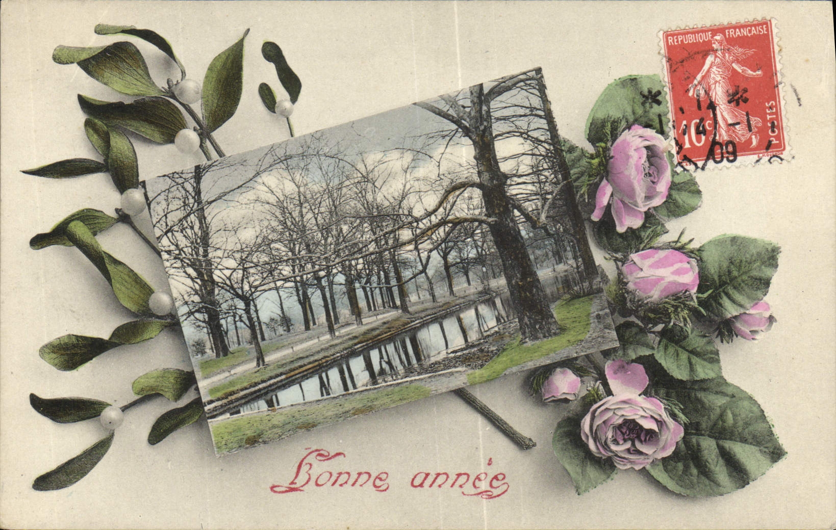 CPA Fantaisie Bonne Annee Fleurs