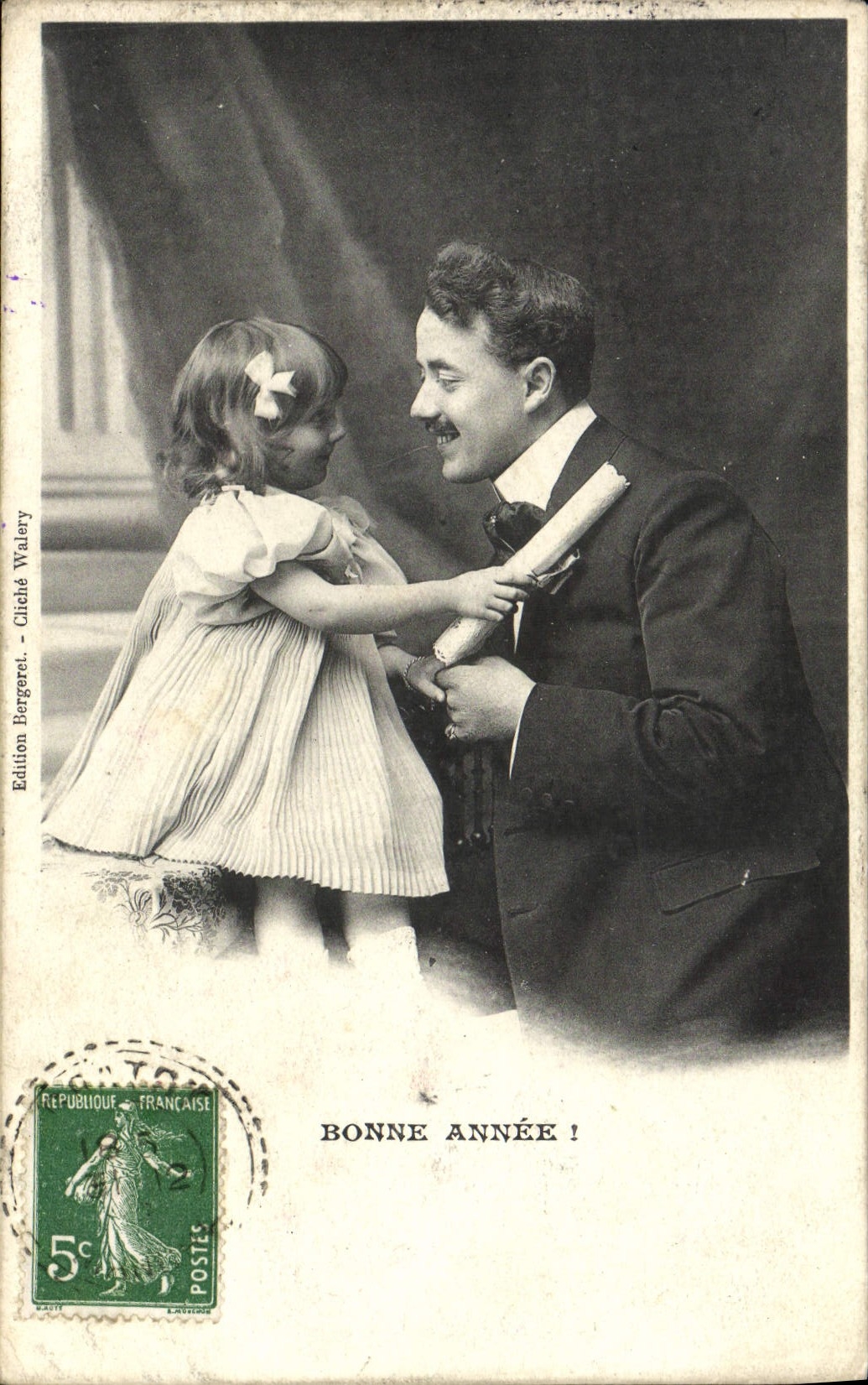 VINTAGE POSTCARD Fantasy Man and child