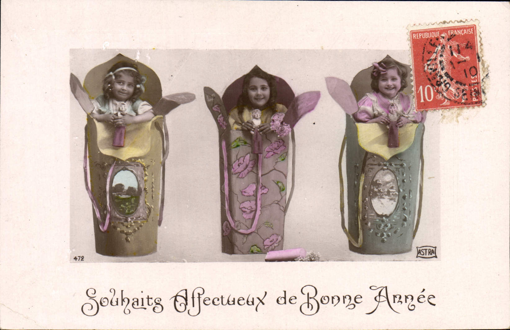 VINTAGE POSTCARD Fantasy Children Headstocks