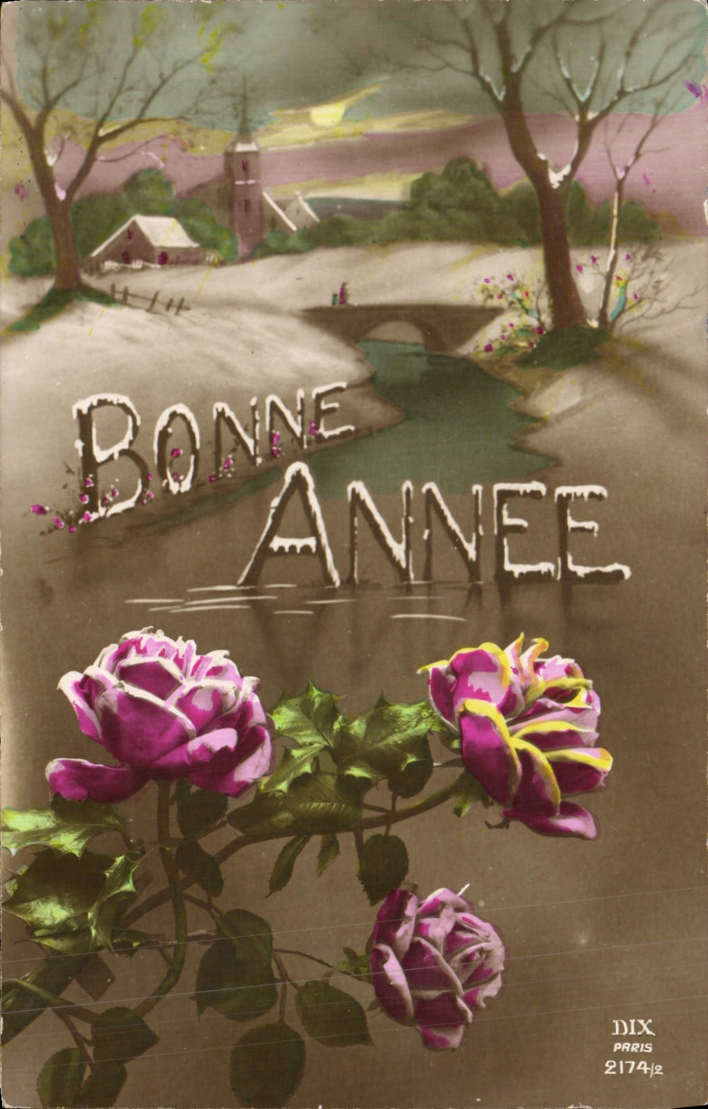 CPA Fantaisie Bonne annee Fleurs
