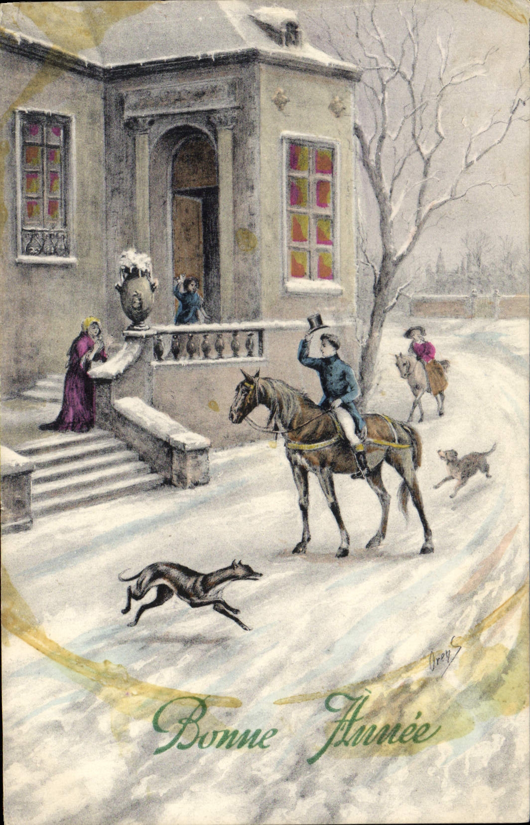 VINTAGE POSTCARD Fantasy Children Rider Horse