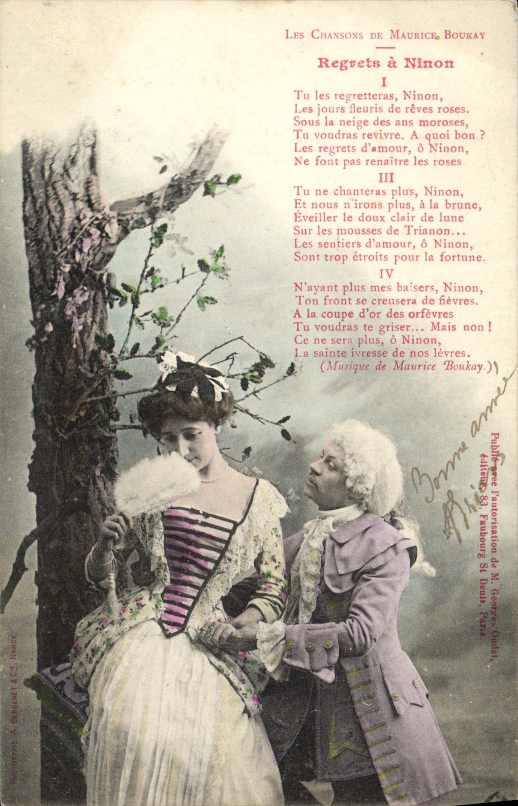 VINTAGE POSTCARD Fantaisie Woman Regrets has Ninon