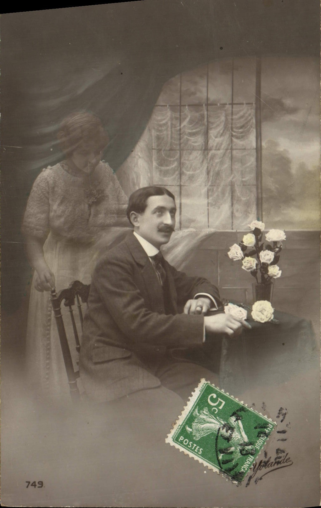 VINTAGE POSTCARD Fantasy Woman Man dreamer