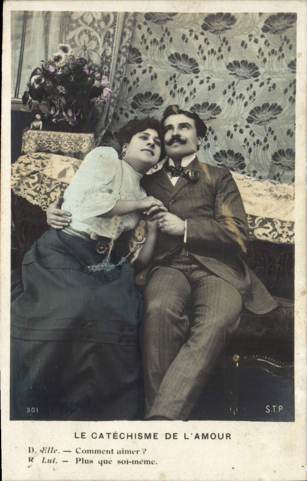 VINTAGE POSTCARD Fantasy Woman cathechism of the love