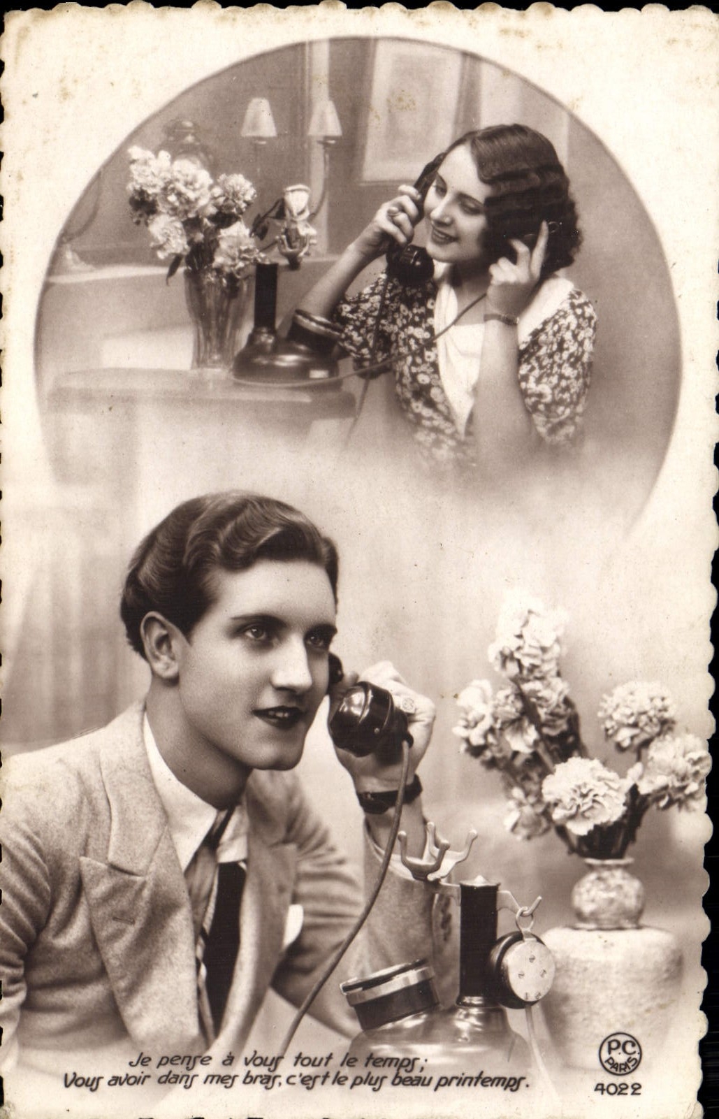 CPA Fantaisie Femme Telephone