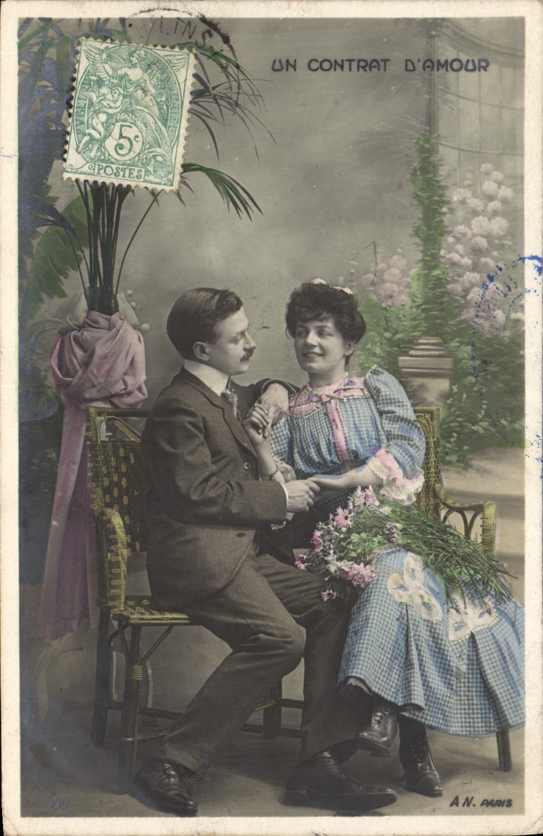VINTAGE POSTCARD Fantasy Woman a contract of love