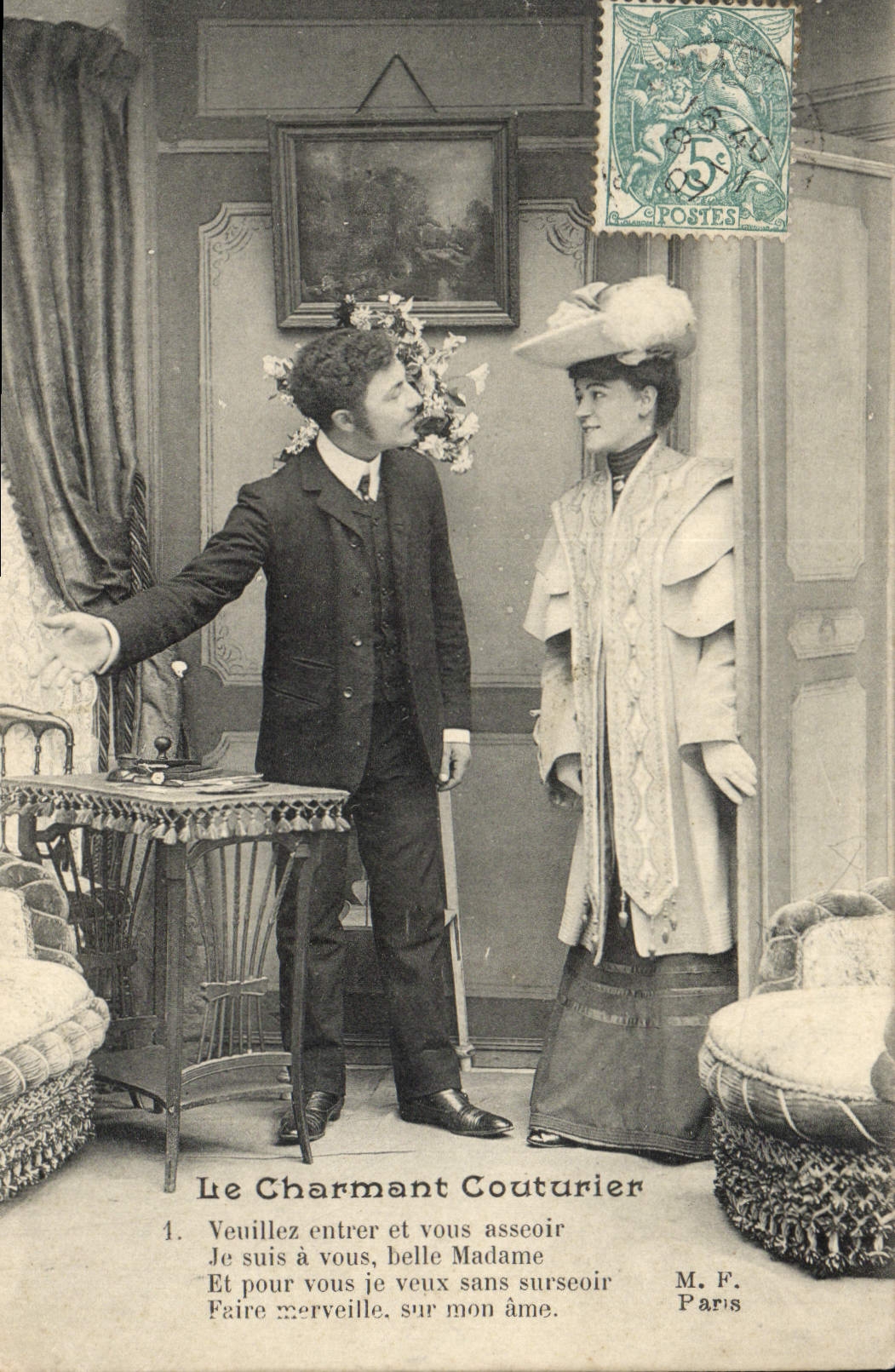 VINTAGE POSTCARD Fantasy Woman charming It dressmaker