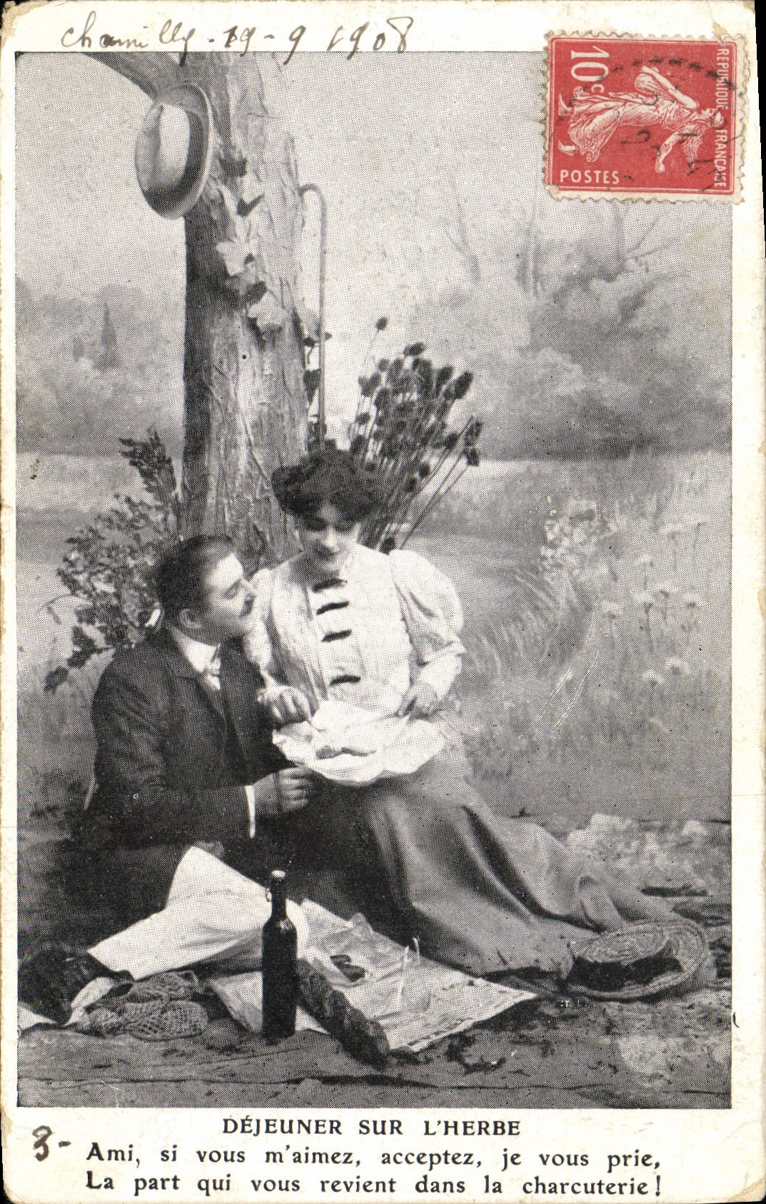 CPA Fantaisie Femme Dejeuner sur l'herbe