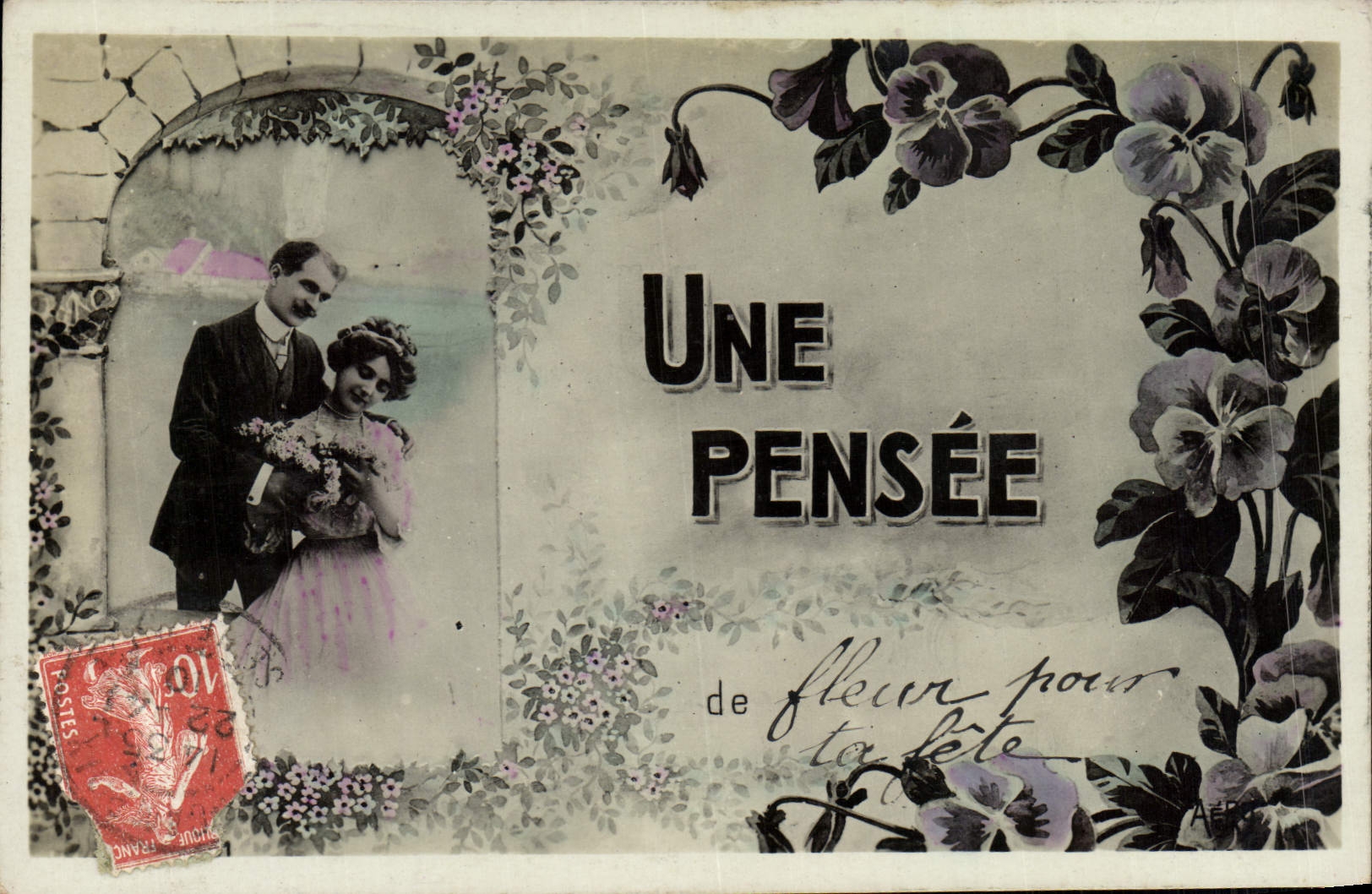 VINTAGE POSTCARD Fantasy Woman a thought