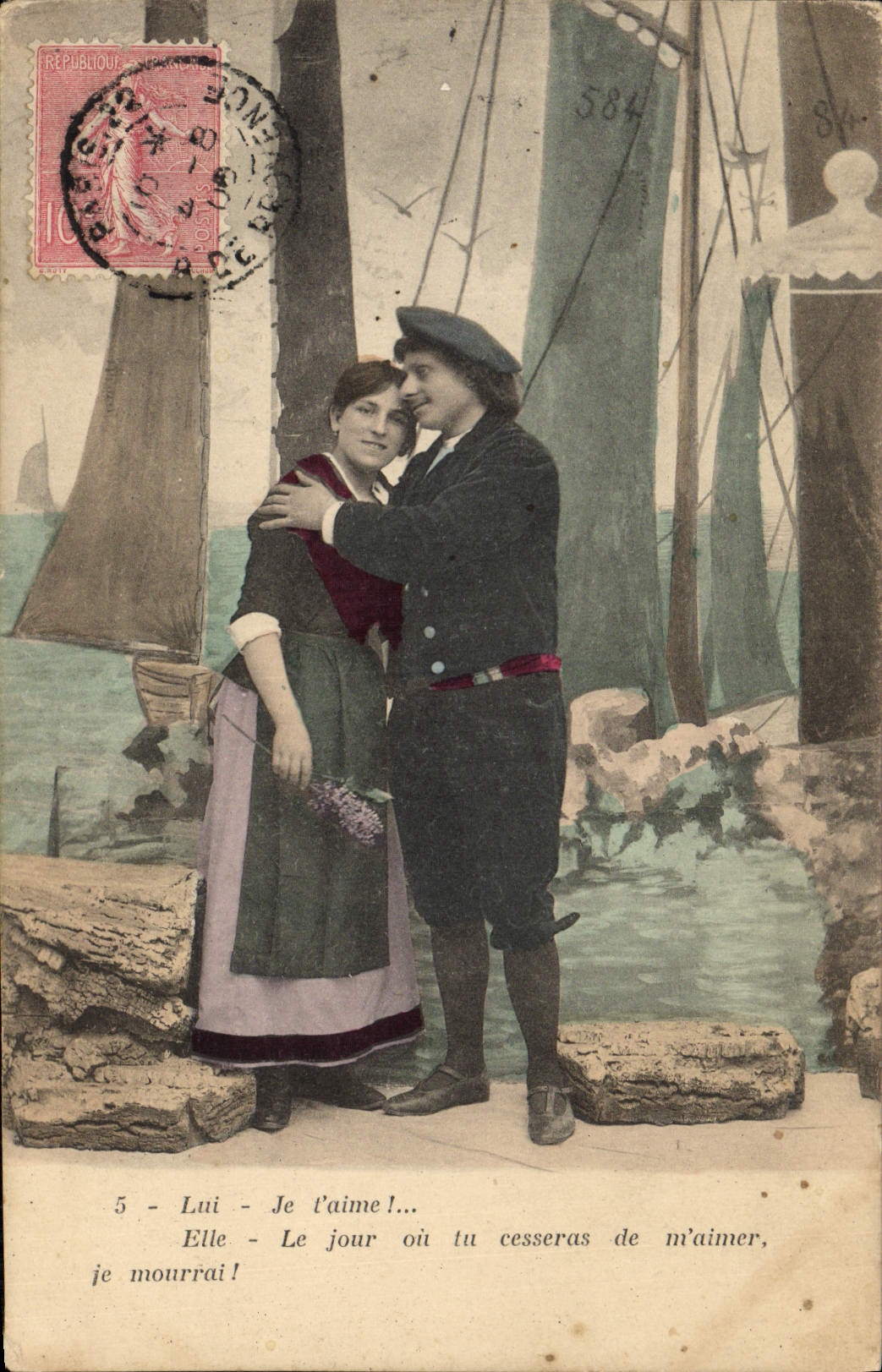 CPA Fantaisie Femme Marin Bateaux 