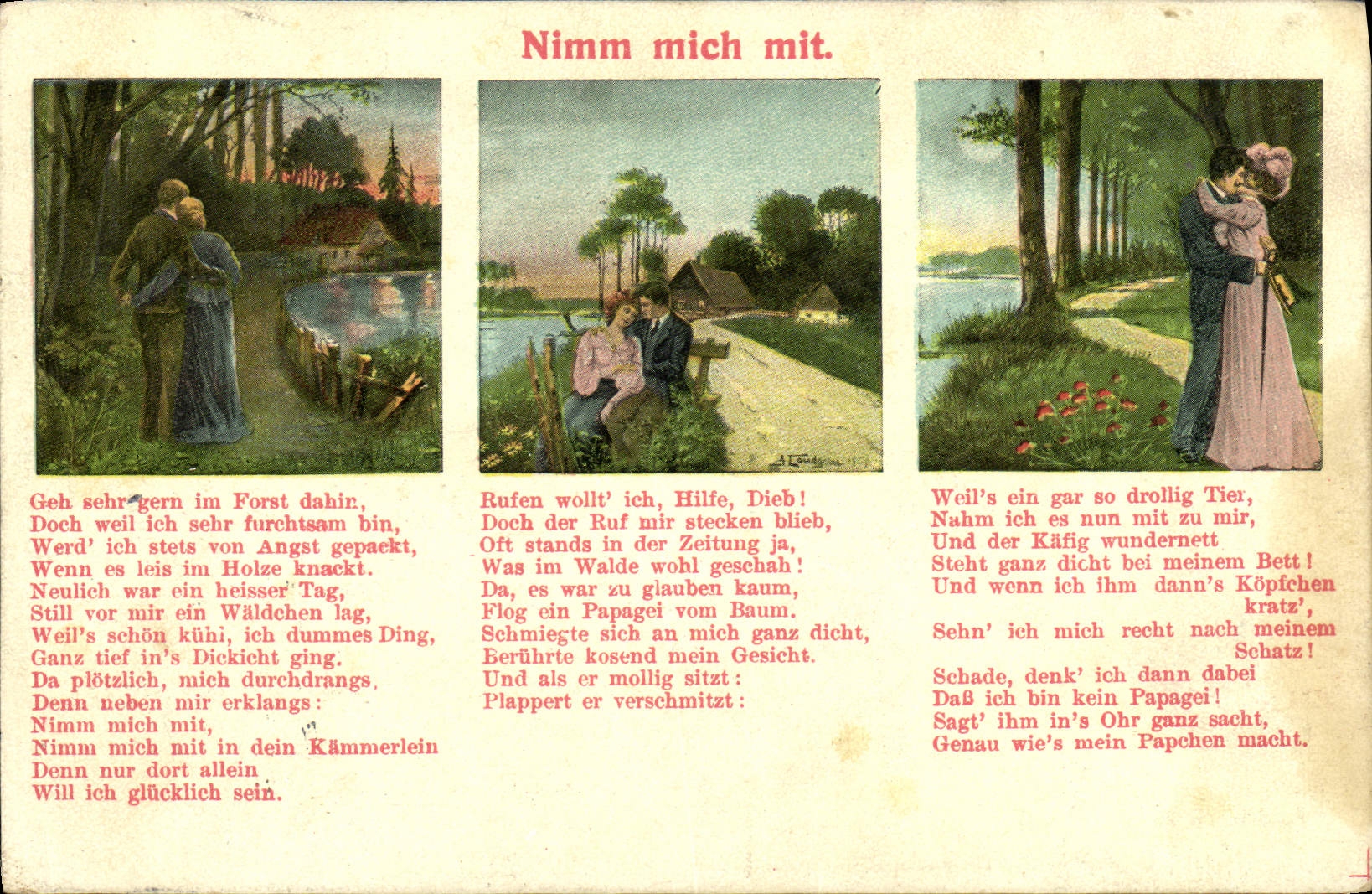 VINTAGE POSTCARD Fantaisie Woman Nimm mich put