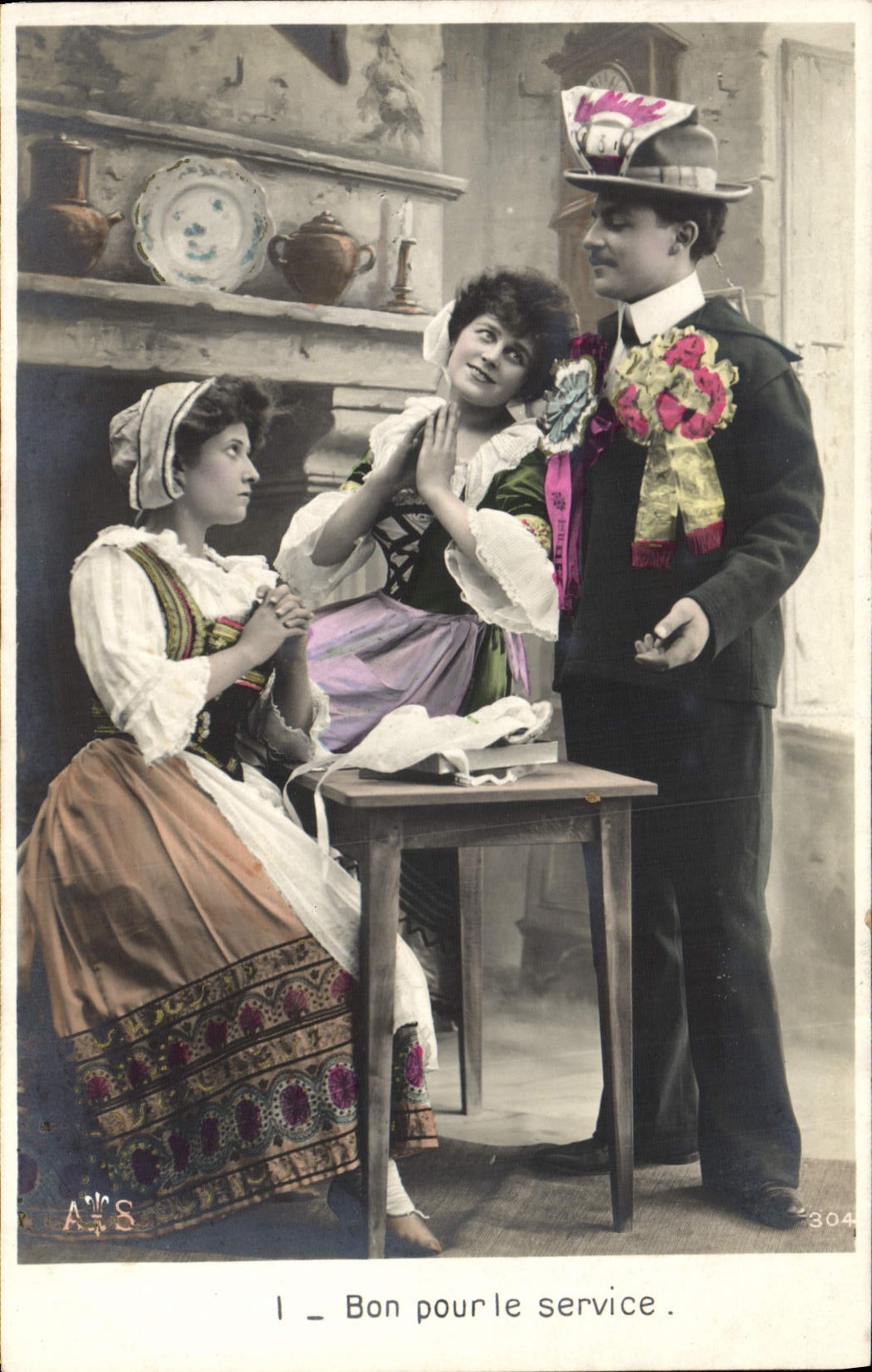 VINTAGE POSTCARD Fantasy Good Woman for the service