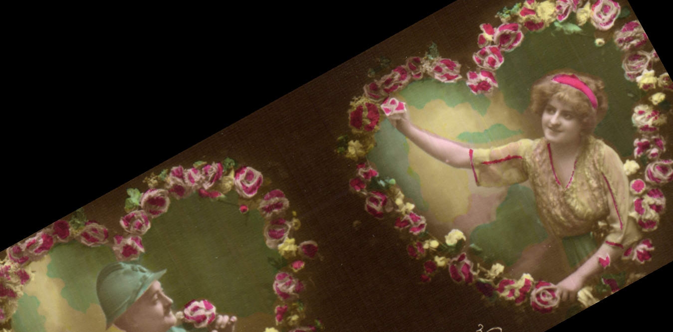 VINTAGE POSTCARD Fantasy Woman Soldiers Militaria Heart