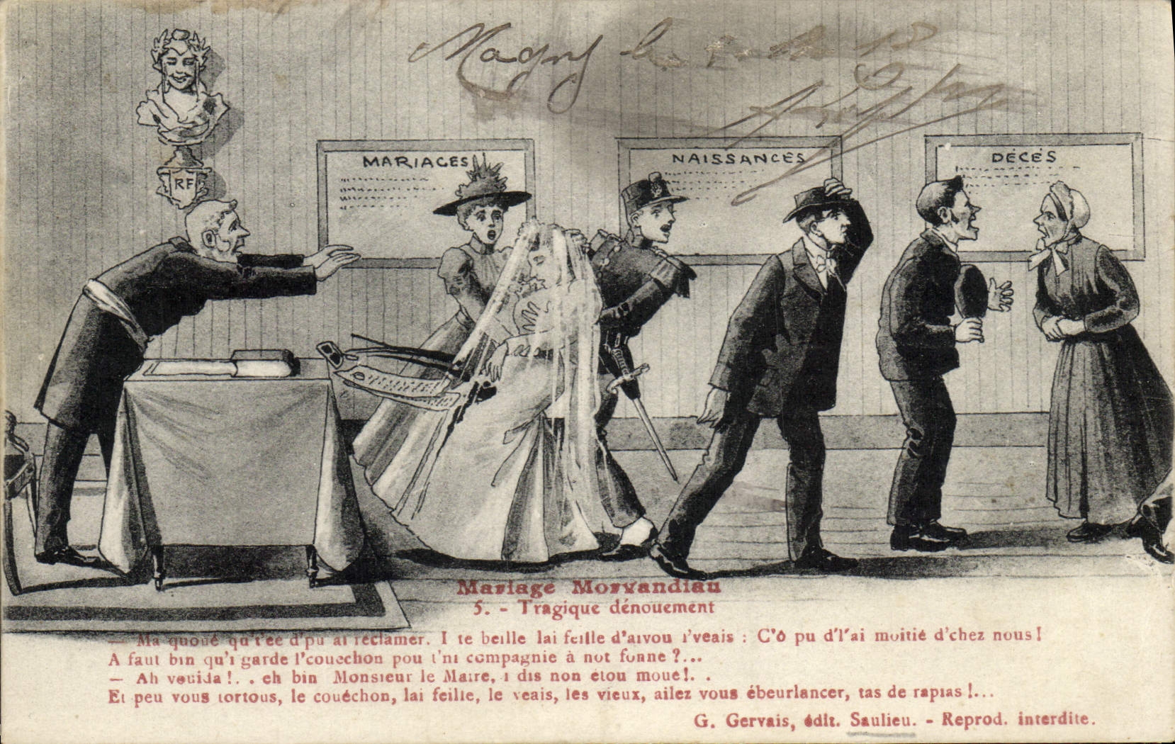 CPA Fantaisie Femme Mariage Morvandiau Tragique denouement