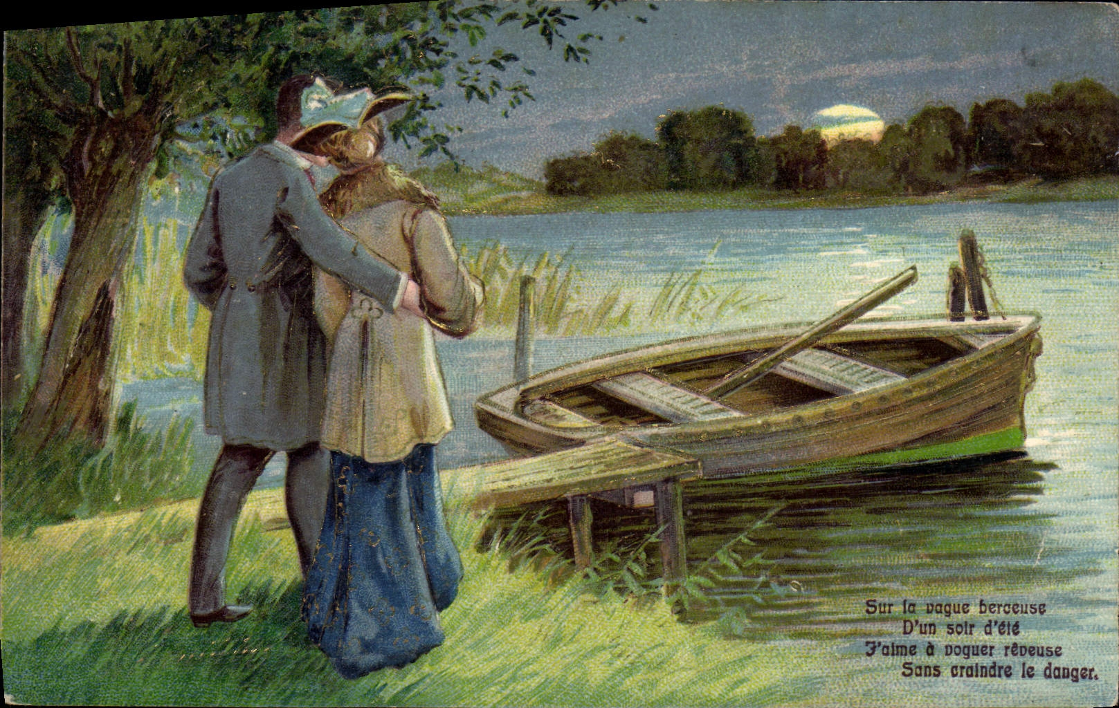 CPA Fantaisie Femme Barque