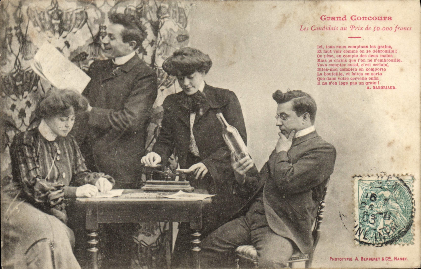 VINTAGE POSTCARD Fantasy Big competition candidates at the cost of 50000 francs Women