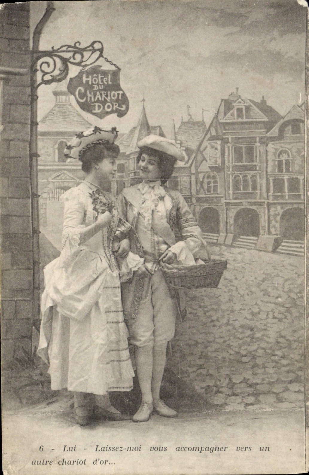 CPA Fantaisie Femme Hotel du Chariot d'or 