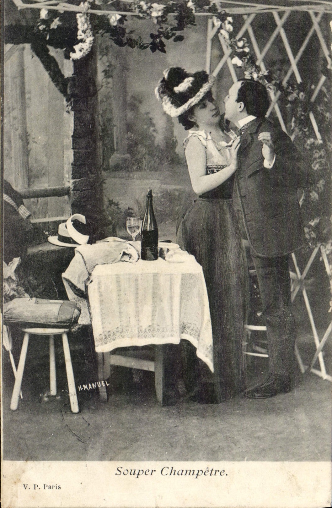 VINTAGE POSTCARD Fantasy pastoral Woman Supper