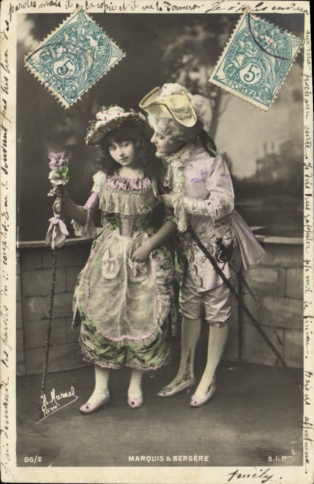 VINTAGE POSTCARD Fantasy Woman Marquis & Shepherdess