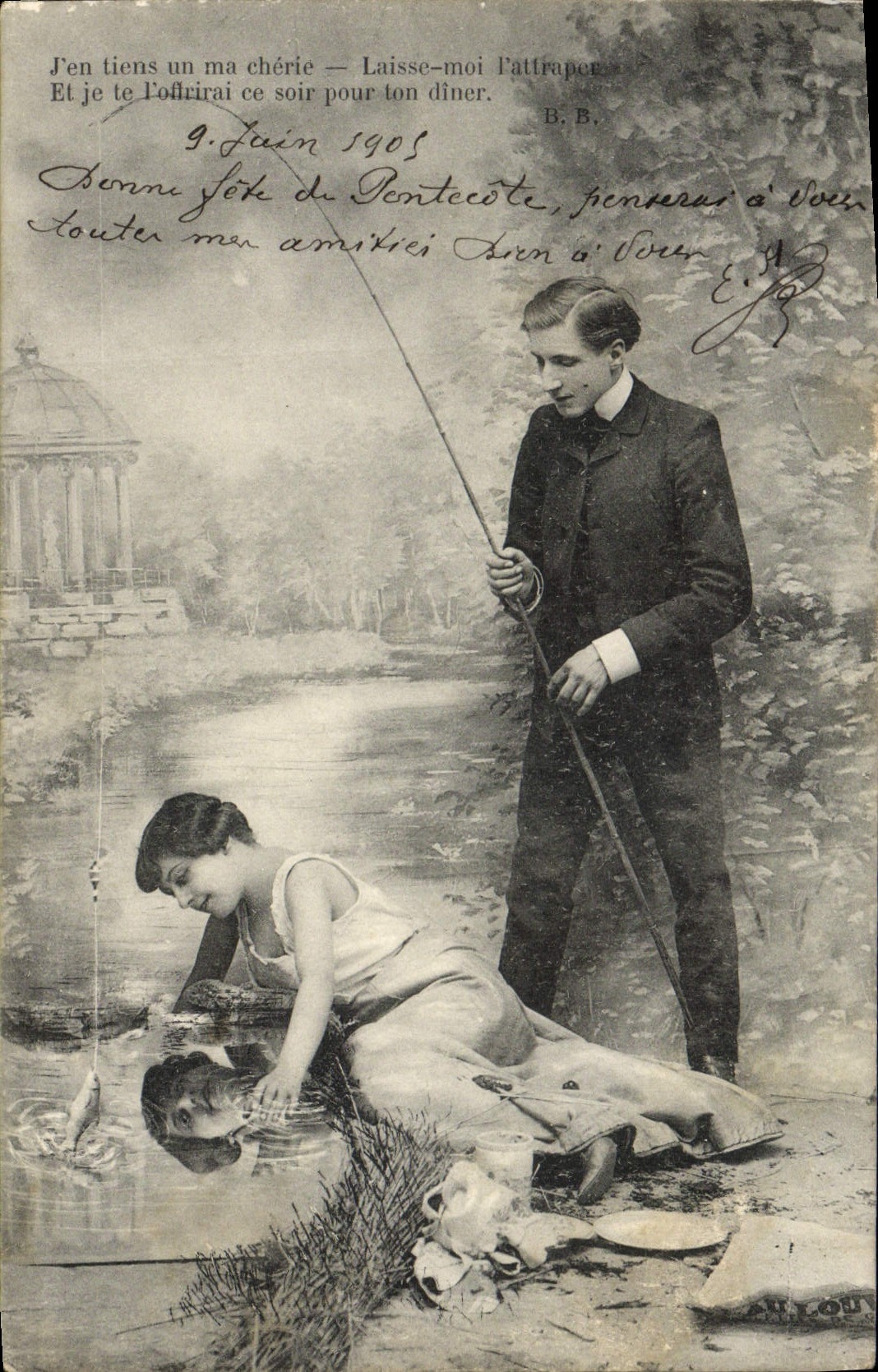 CPA Fantaisie Femme Pecheur Peche 