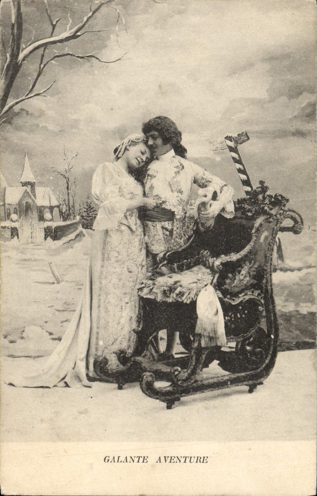 VINTAGE POSTCARD Fantaisie Gallant Woman ventures