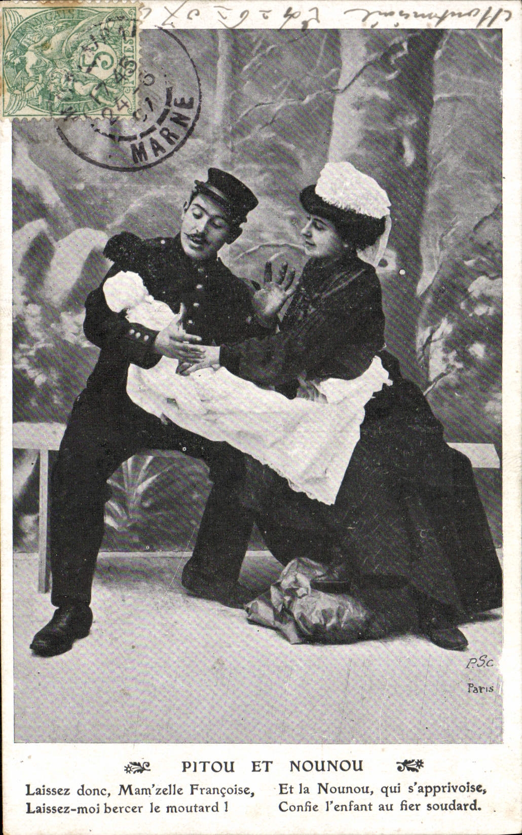 VINTAGE POSTCARD Fantasy Woman Pitou and Ninou