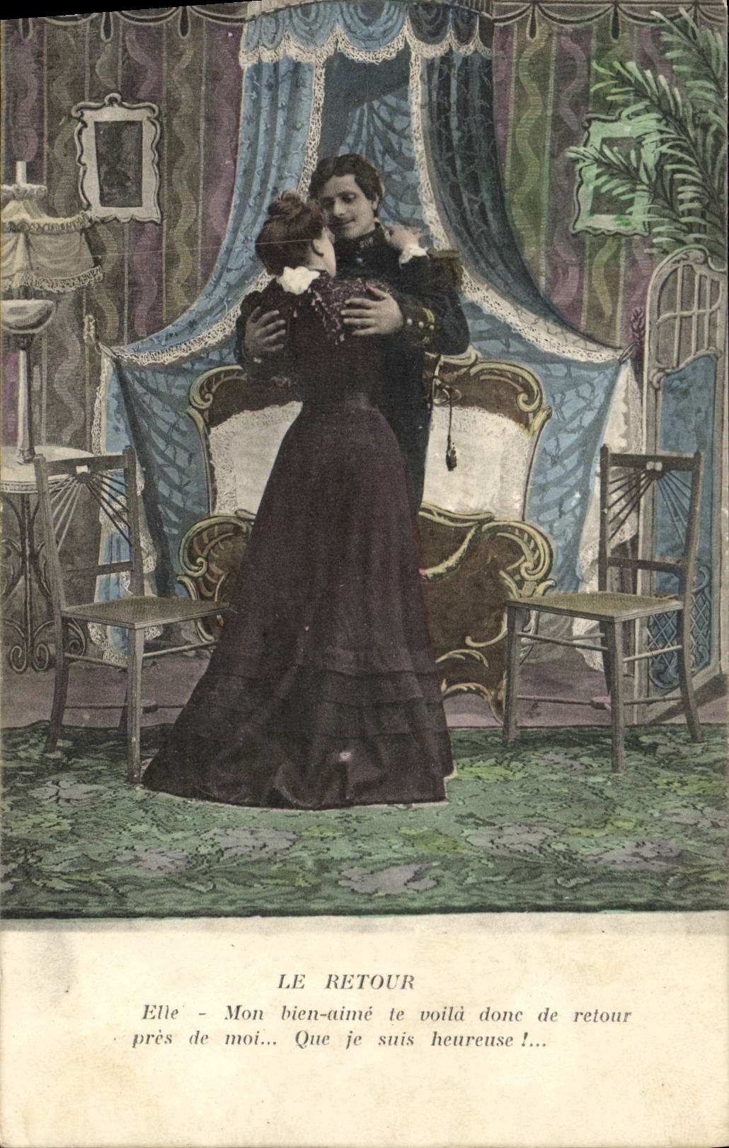 CPA Fantaisie Femme Le retour Soldat