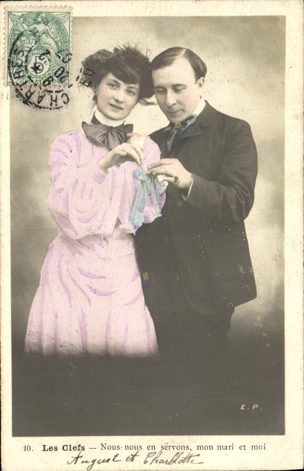 VINTAGE POSTCARD Fantasy Woman keys