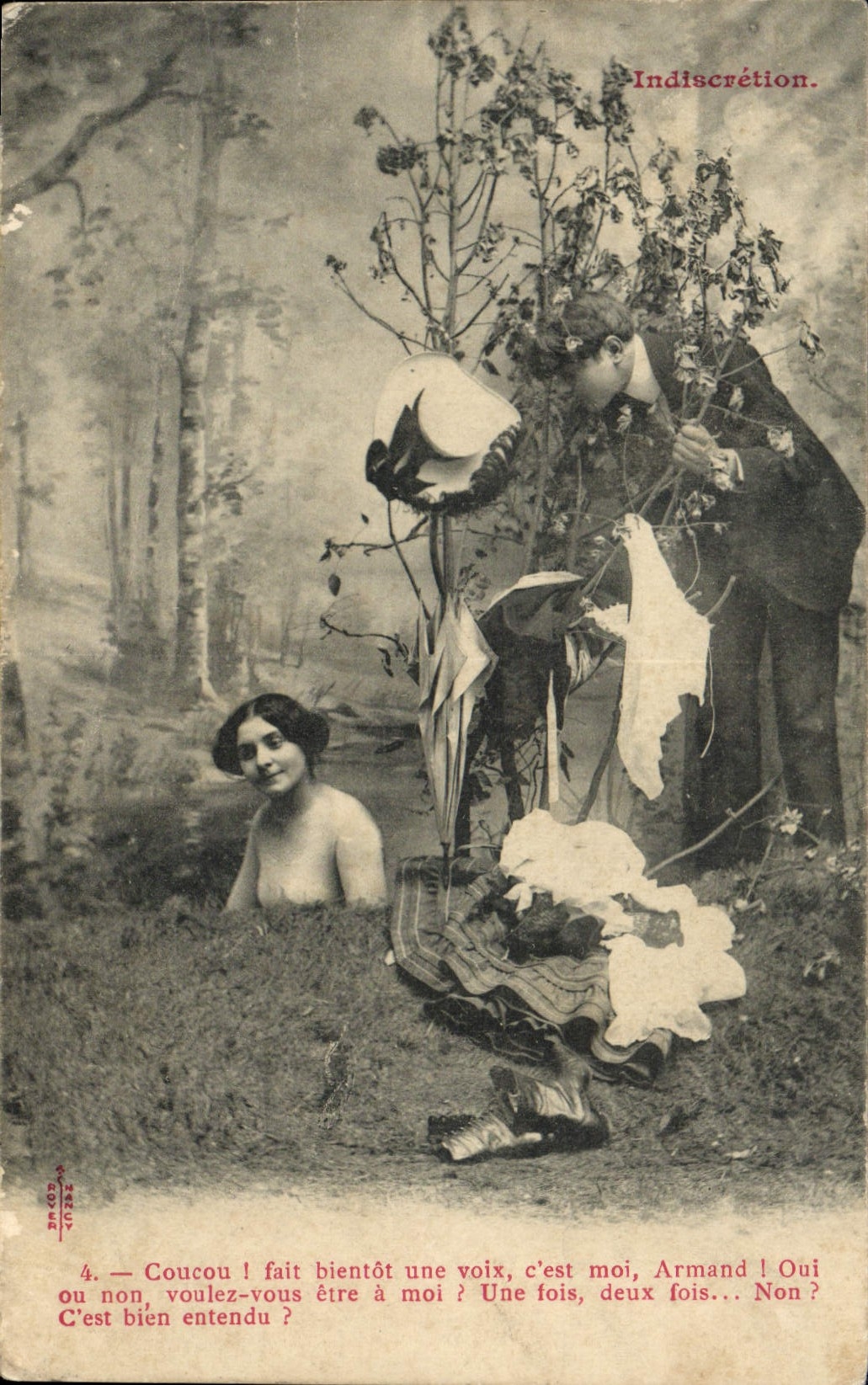 VINTAGE POSTCARD Fantasy Woman Indiscretion