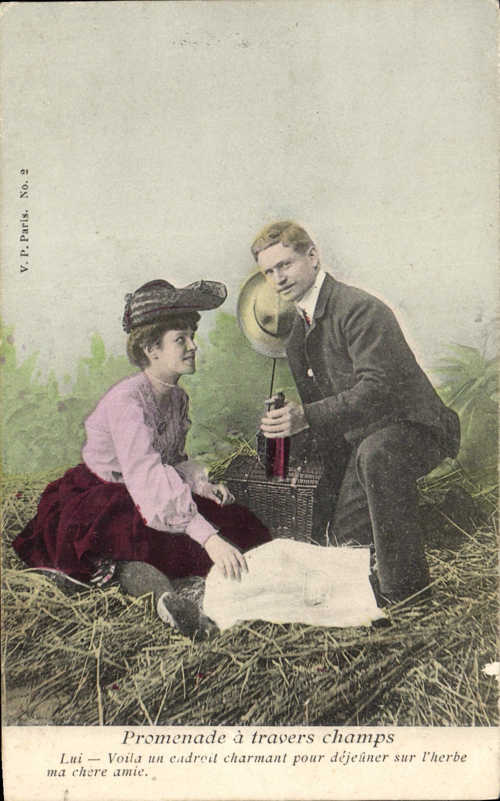 CPA Fantaisie Femme Promenade a travers champs