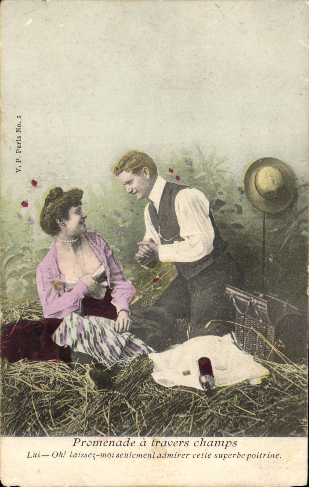 CPA Fantaisie Femme Promenade a travers champs