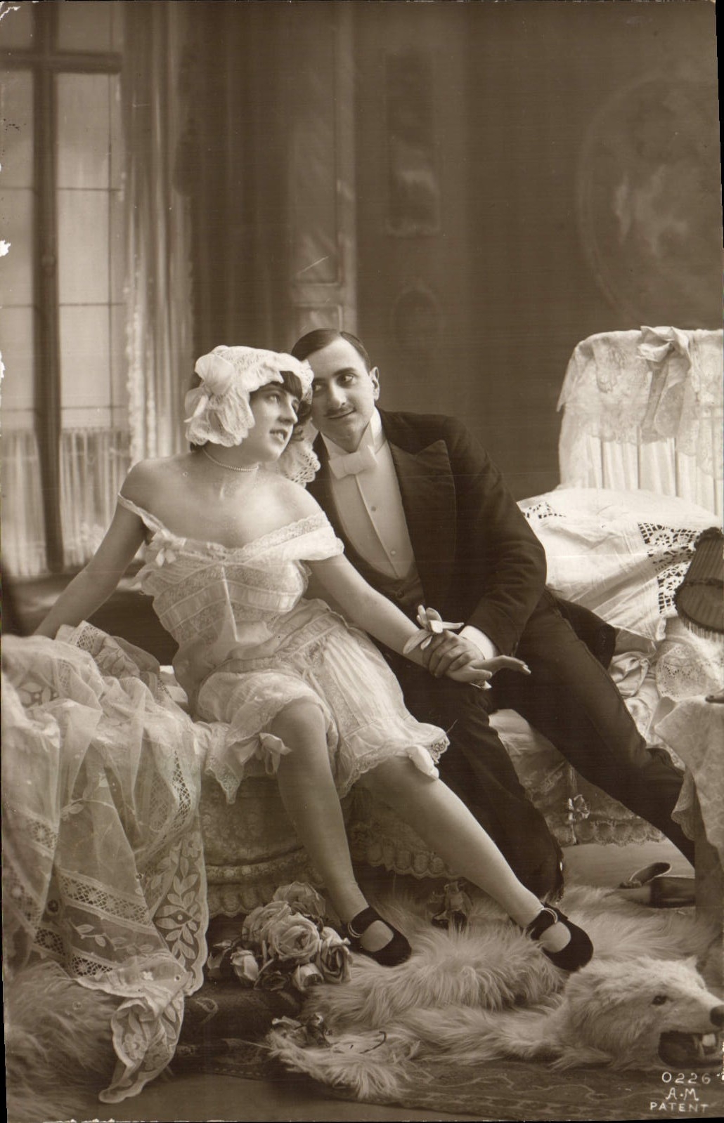 VINTAGE POSTCARD Fantasy Woman Linen room