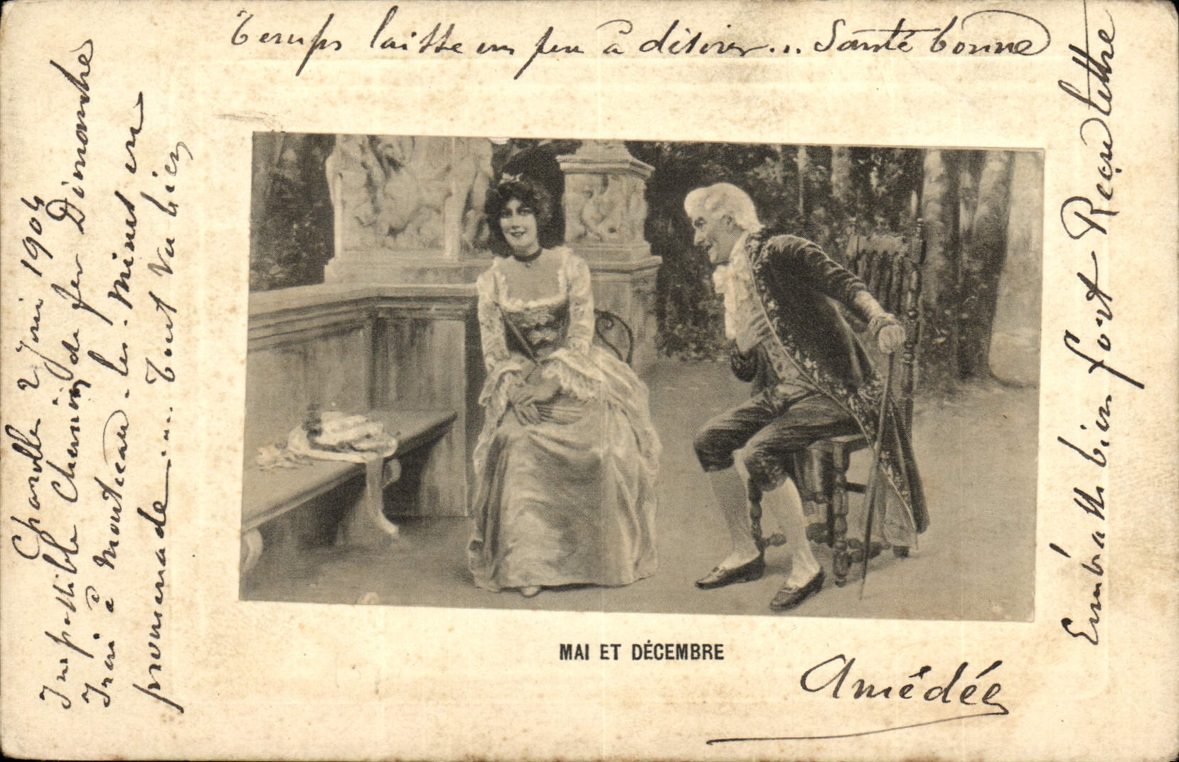 VINTAGE POSTCARD Fantasy Woman May and December