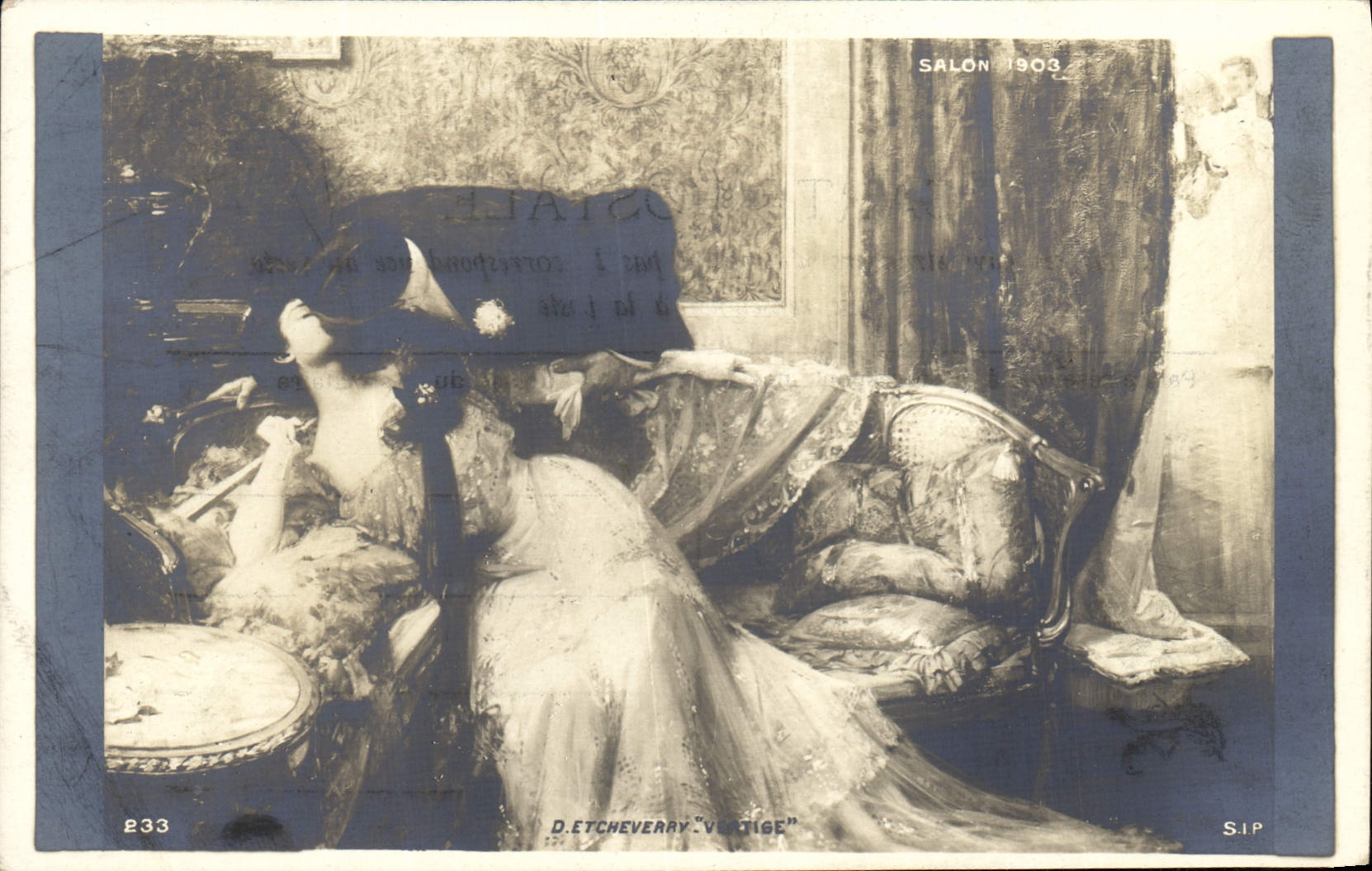 CPA Fantaisie Femme Etcheverry Vertige Salon 1909