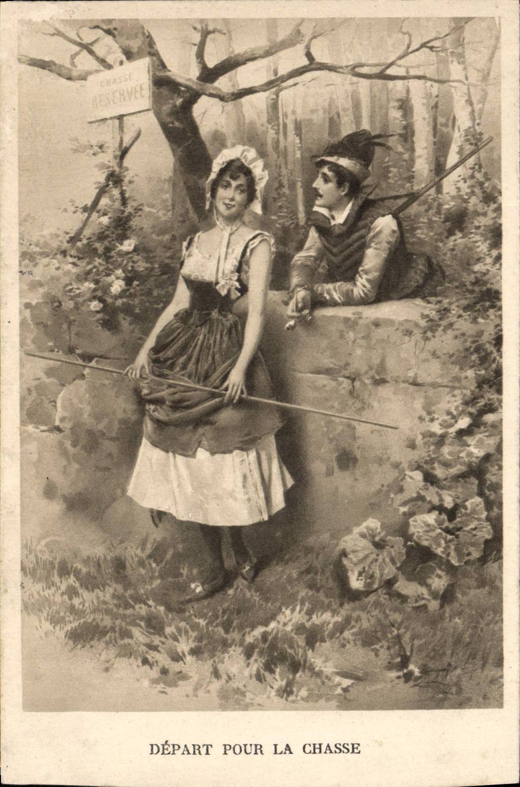 CPA Fantaisie Femme Depart pour la chasse