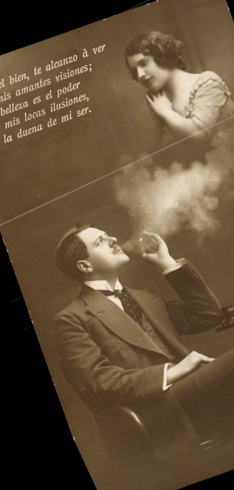 CPA Fantaisie Femme Homme Cigarette Reve