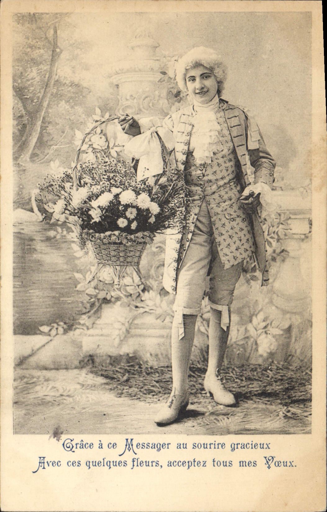 CPA Fantaisie Homme Fleurs 