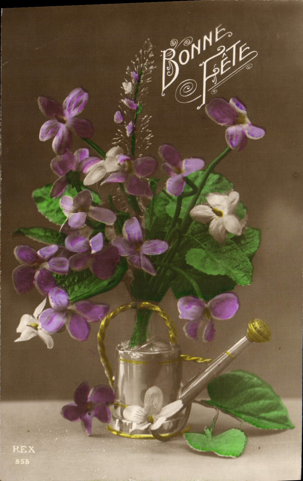 VINTAGE POSTCARD Fantasy Flower Watering-can