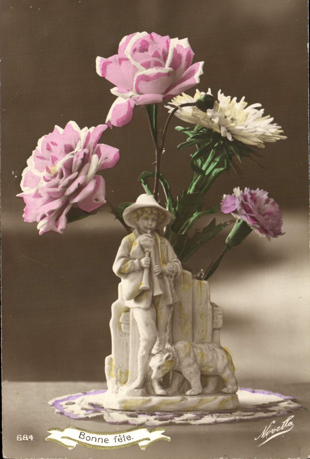 CPA Fantaisie Fleurs Ours Ourson