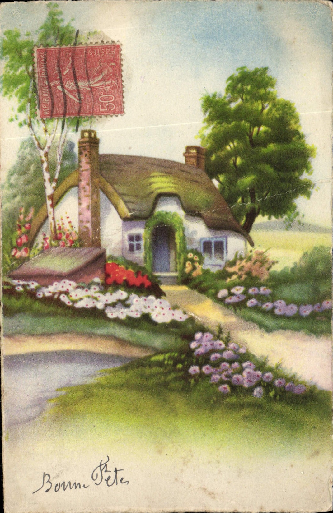 VINTAGE POSTCARD Fantaisie Good House celebrates