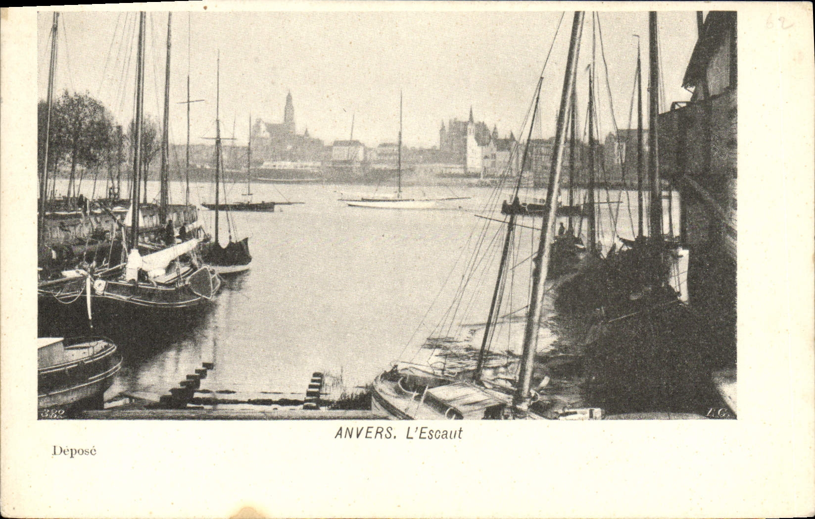POSTAL Amberes de la VENDIMIA los barcos de Scheldt