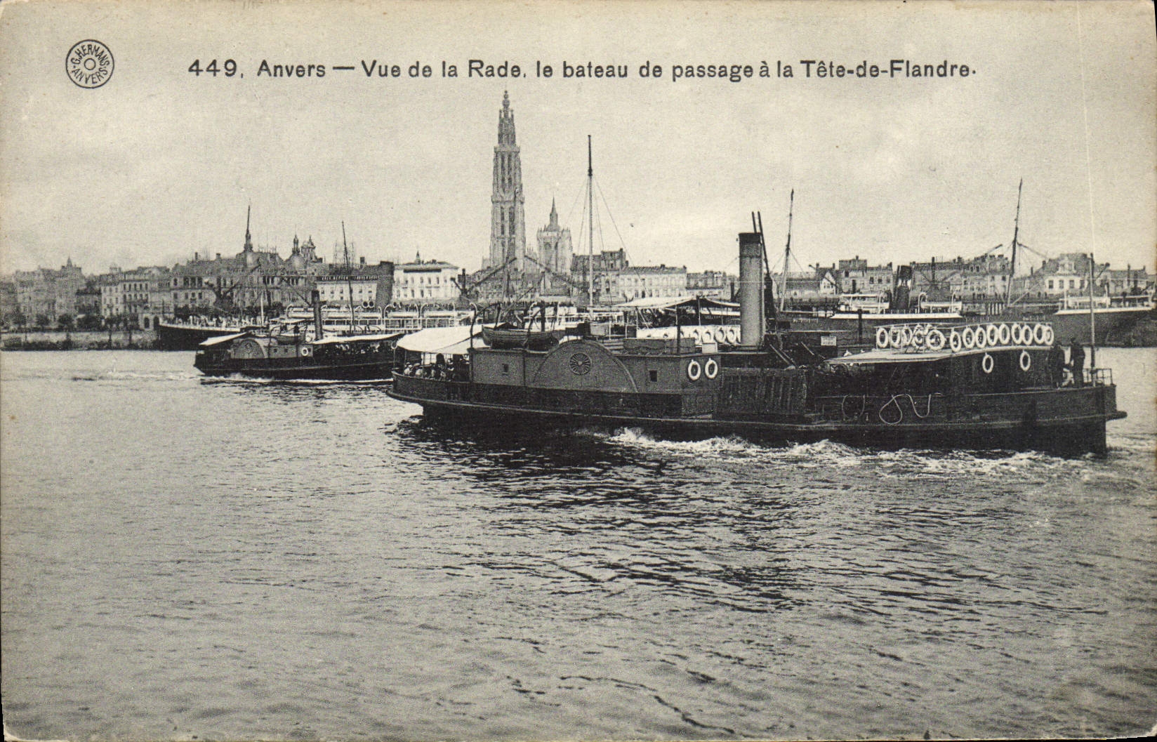 POSTAL Amberes de la VENDIMIA vista de los caminos el barco del paso al jefe de Flandes